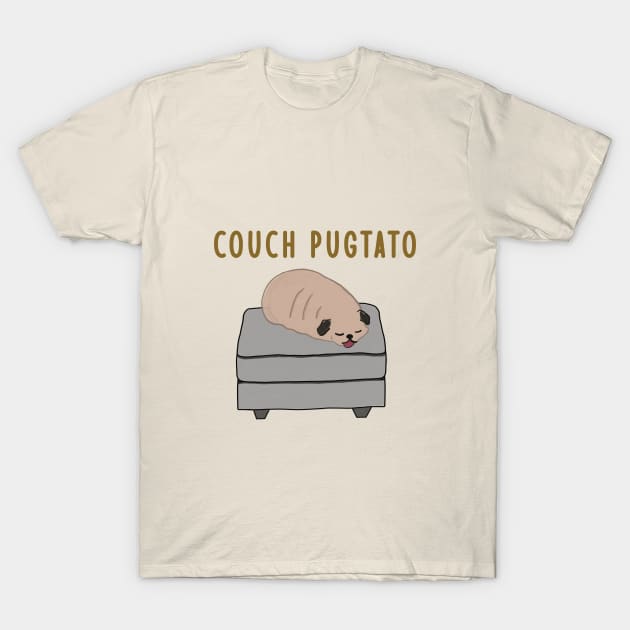 Couch Pugtato - Lazy Couch Potato Dog T-Shirt by The Cozy Art Club